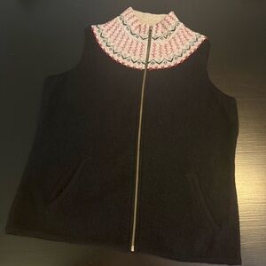 Woolrich wool sweater Vest with Patterned Collar